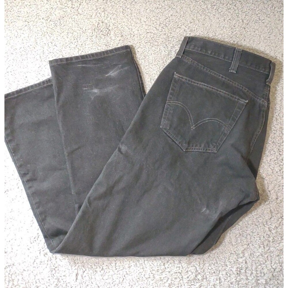 Levis 501 Regular Straight Jeans Mens 38x30 - Black Wash Distress Marks